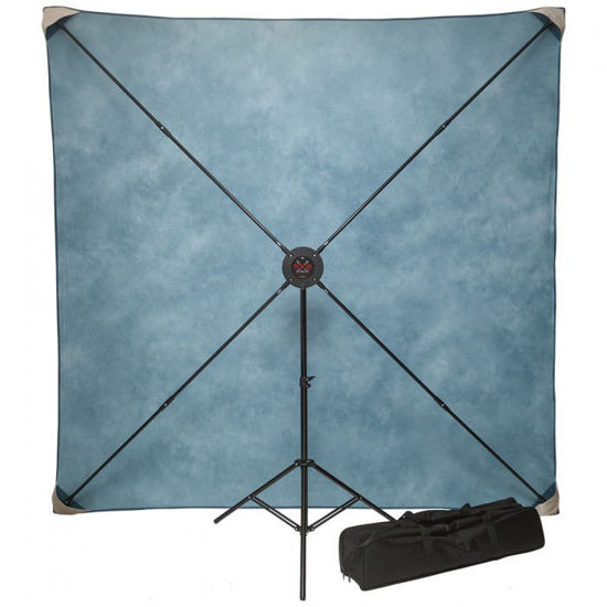 Picture of PXB 8' x 8' Pro Portable X-frame Background System with Light Grey Muslin