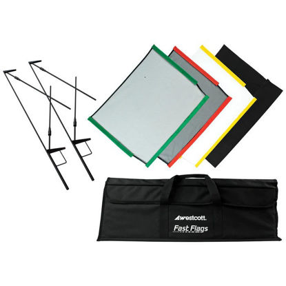 Picture of Westcott Fast Flags 18"x24" - 2 Frames - 1 of Each Fabric (Full Silk, Black Flag, Single Net, Double Net)
